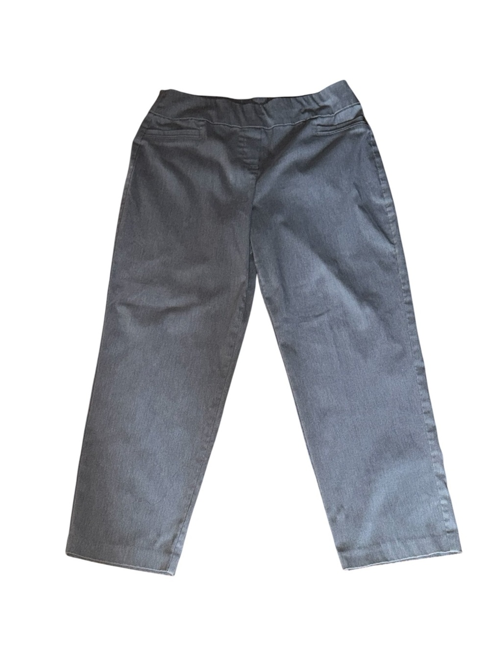 Alfred Dunner Petite 12P Gray Pull-On High Rise Crop Ankle Pants